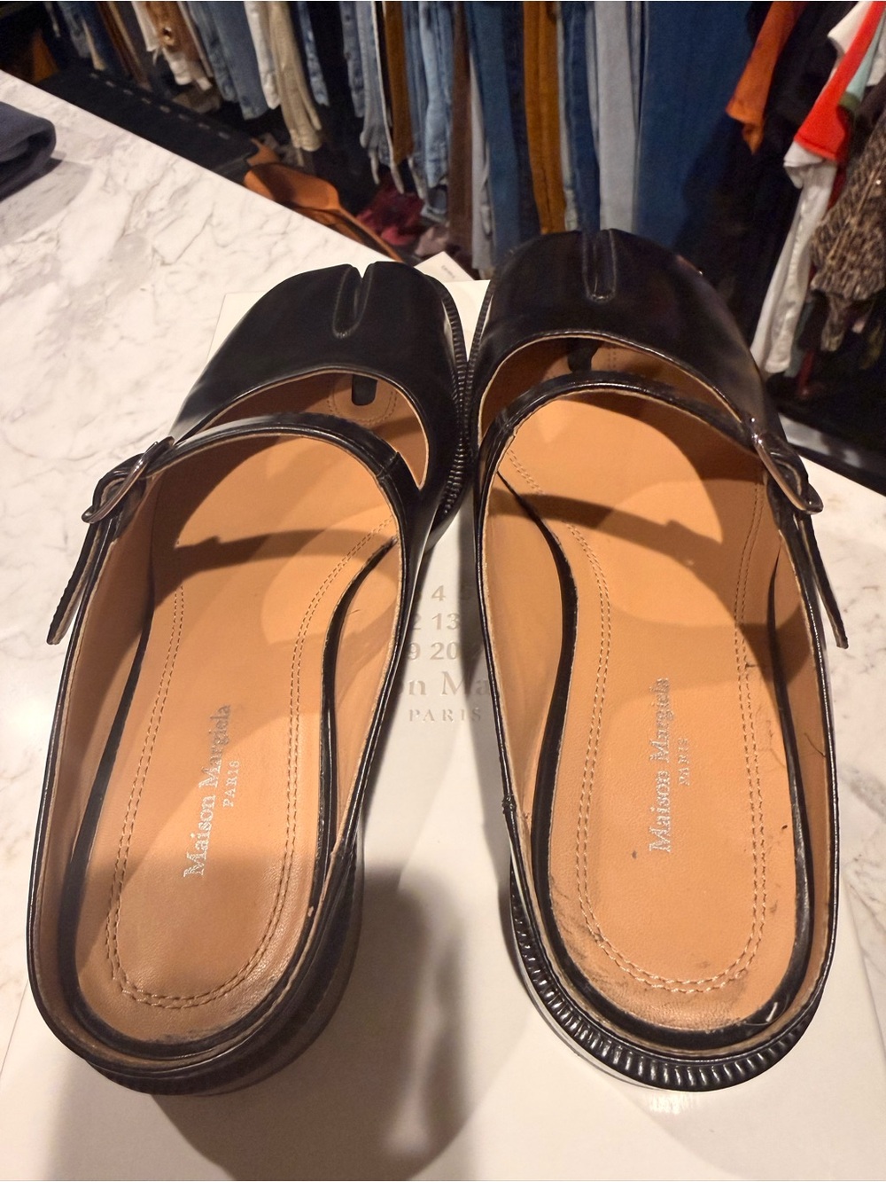 Maison Margiela Black Leather Tabi Mary Jane Mules - Picture 7 of 13